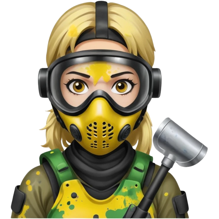 paintball player face girl emoji
