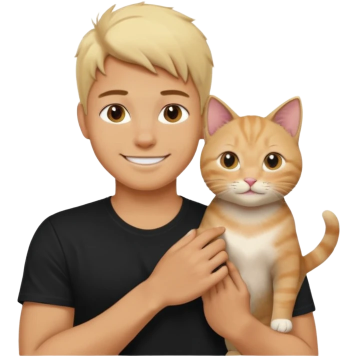 sexy boy with blonde hair and black t-shirt with cat  emoji