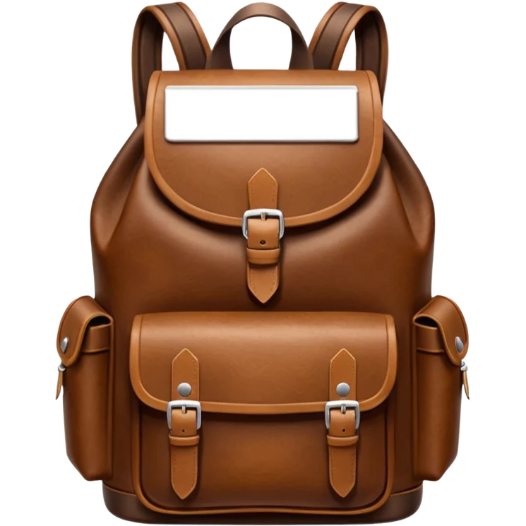 Draw a laether backpack using an front camera with a High-Angle Shot. emoji