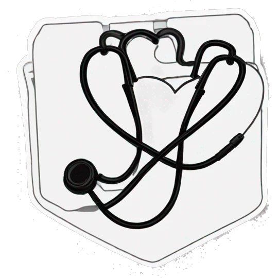 Heart shaped stethoscope black line painting stickers  emoji