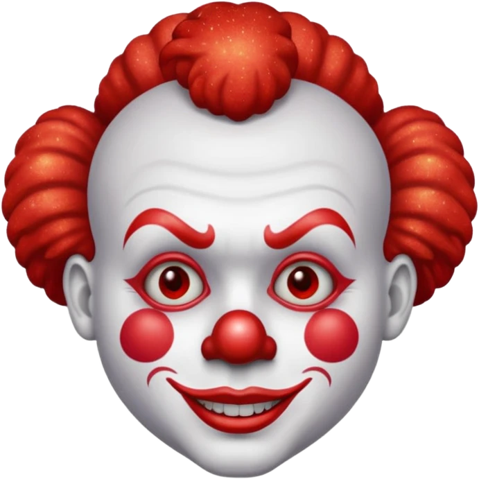 red glitter clown with the neutre facial expression emoji