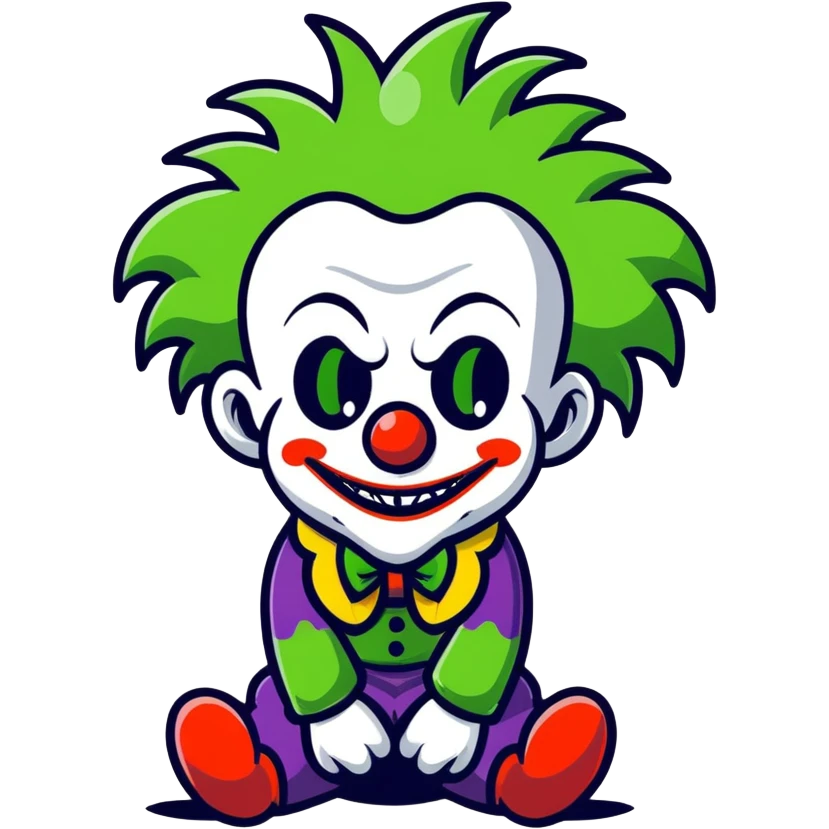 Sad joker clown with green dreadlocks emoji