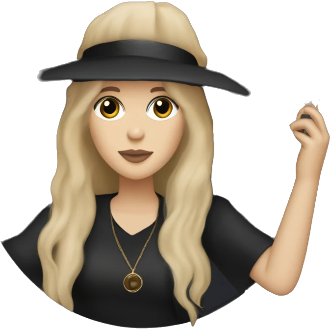 Stevie nicks in black holding a tambourine emoji