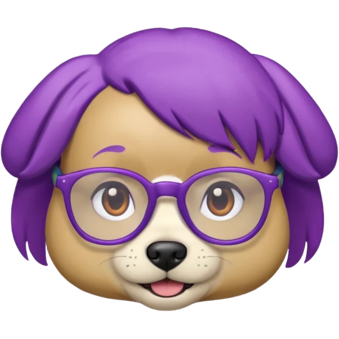 purple haired dog wearing glassess emoji