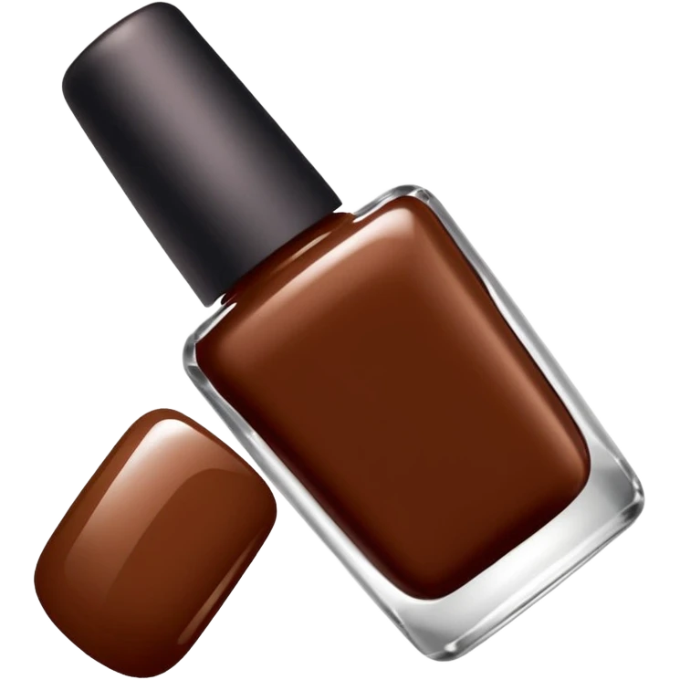 main en train d'être vernis avec du vernis marron emoji