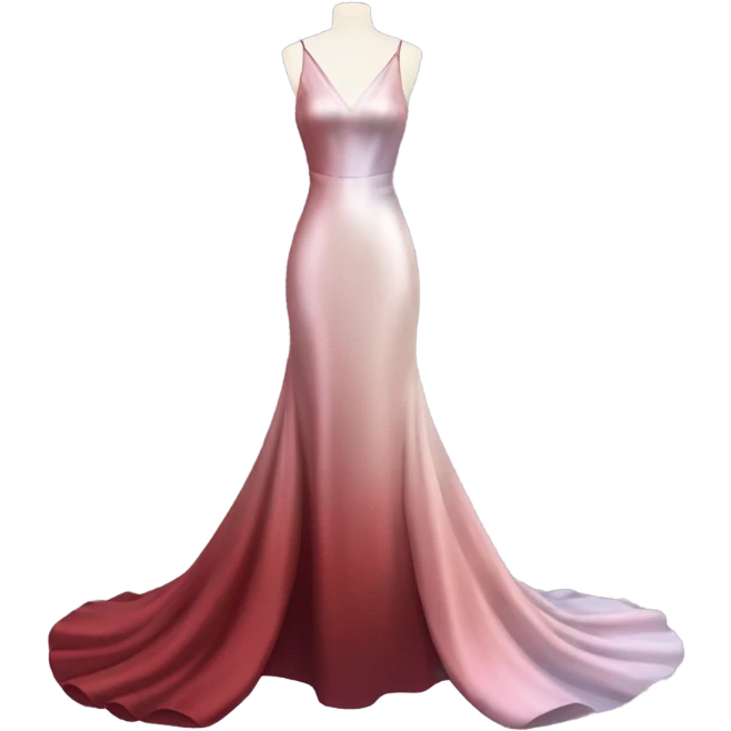 Realistic isolated long slim pastel #EE0 formal party satin dress with gradient shiny sparkling dark red emoji