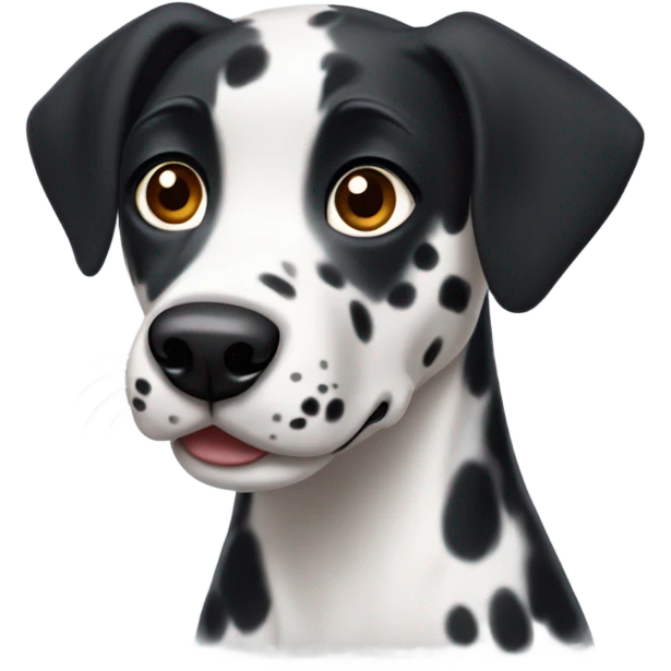 a female Dalmatian with brown eyes and all black ears emoji