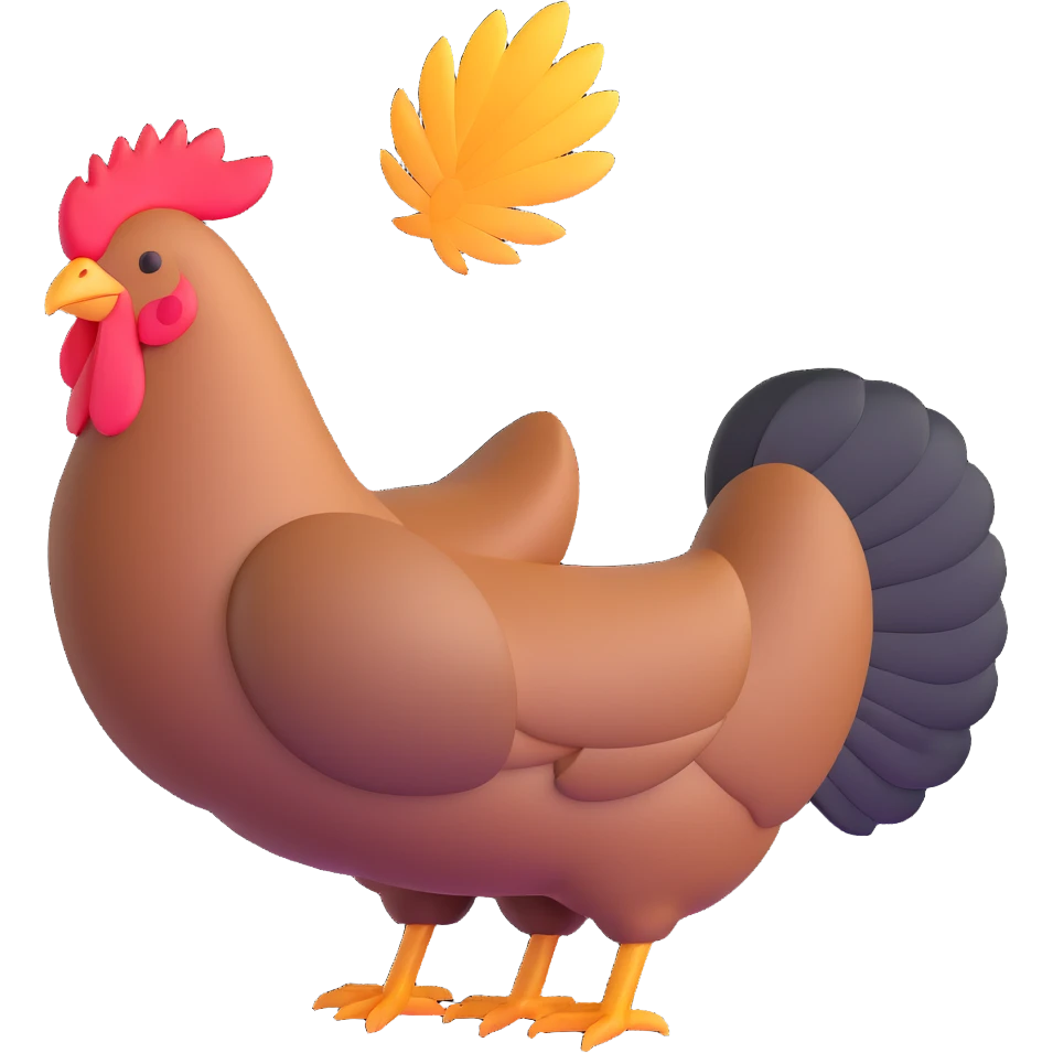 cartoonish hen with round body and visible feathers emoji