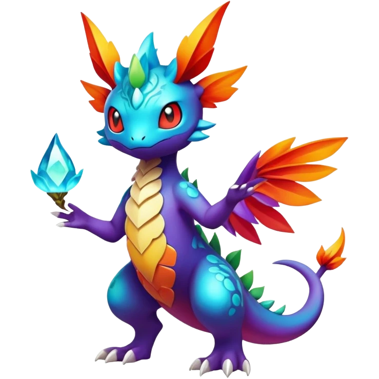 Elemental magical colorful exotic animesque Pokémon-Fakémon-creature, (full body) emoji