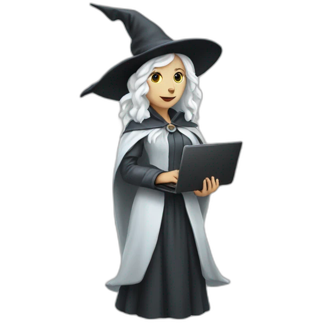 White Witch holding laptop emoji