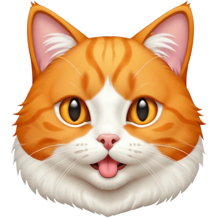 um gato laranja curioso mostrando a lingua emoji