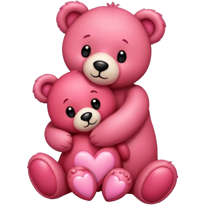 Teddy hugging another teddy with hearts emoji