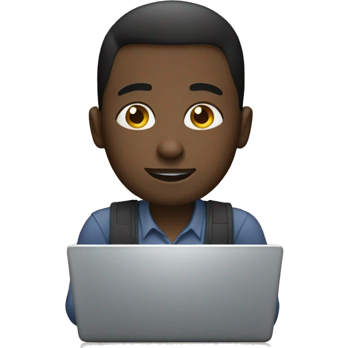 black man working on lap top emoji