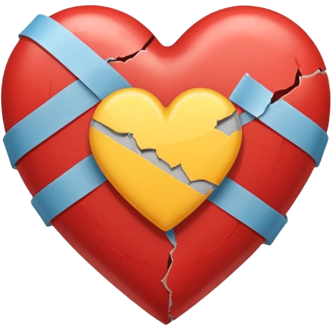 Heart held together by tape, tape snapping emoji