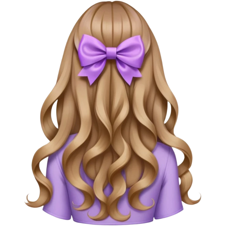light brown open wavy long hair from behind with a medium lilac bow emoji