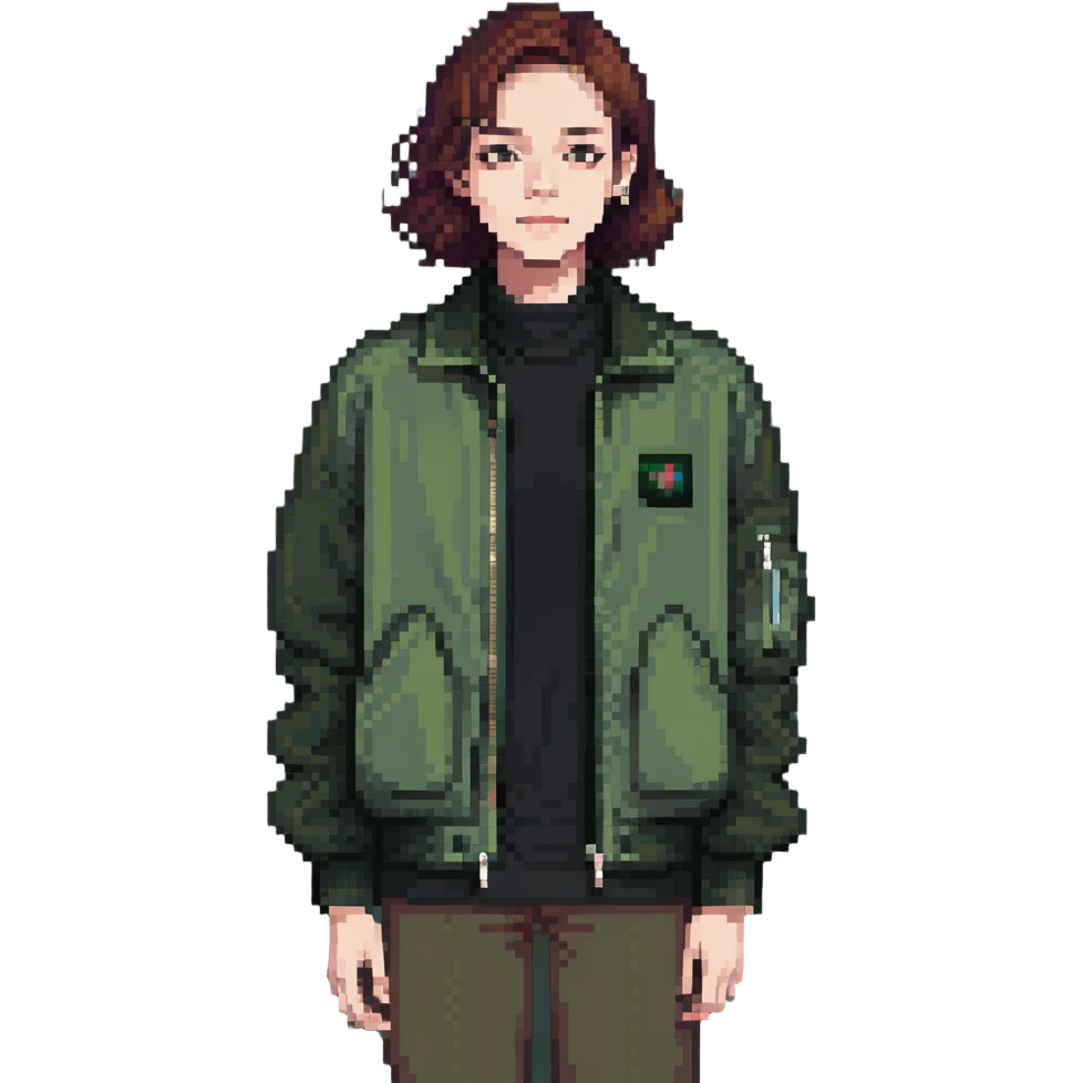 dark olive green jacket over a lighter green top emoji