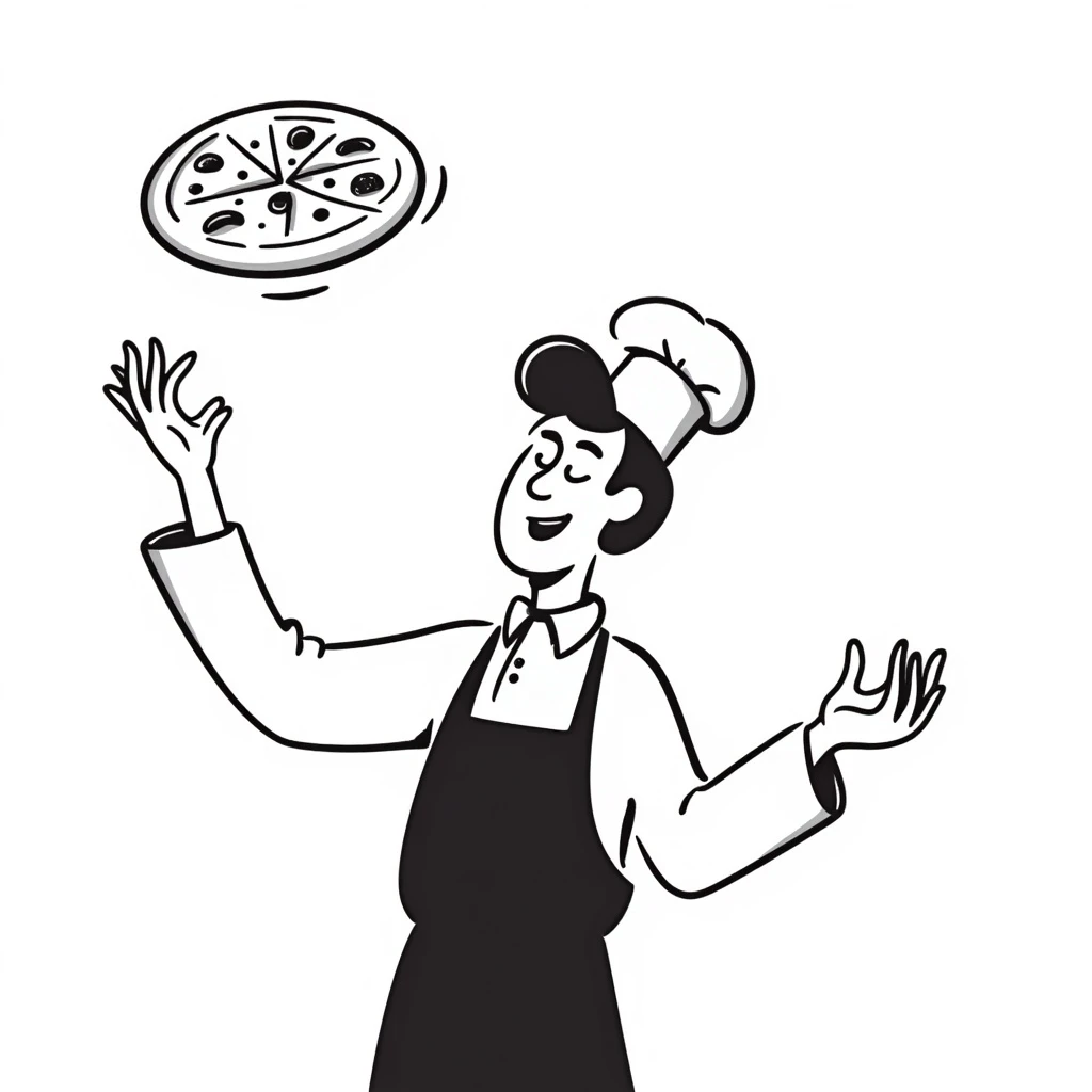 smiling Italian chef spinning pizza dough emoji