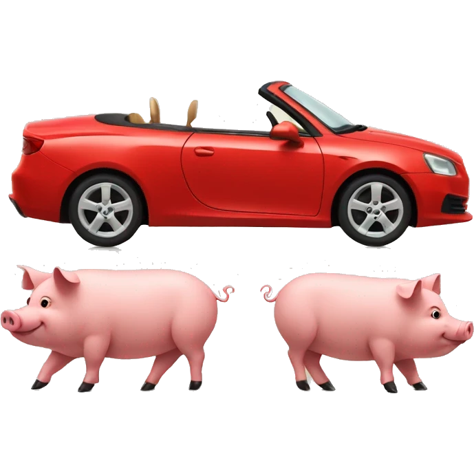 Pig driving red car emoji