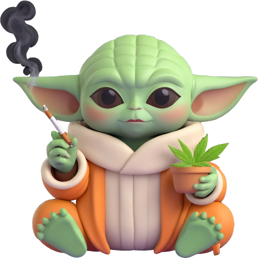 baby yoda smoking cannabis emoji