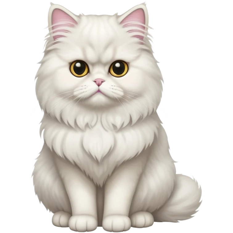 Persian cat full body sitting with black eyes emoji
