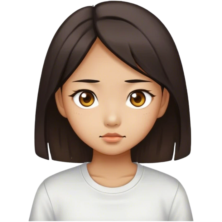 Chinese girl with slanted eyes so Chinese and her shirt says Ava emoji