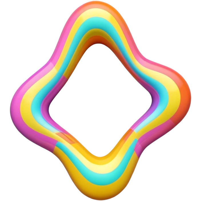 3D, one single psychedelic colored line with beveled edge emoji