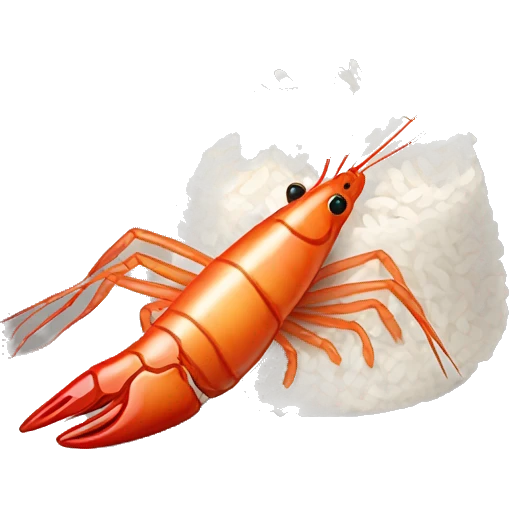 Shrimp that is cooking rice emoji