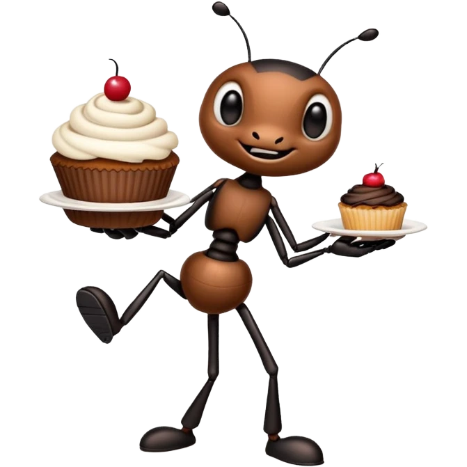 Worker ant carrying cupcakes emoji