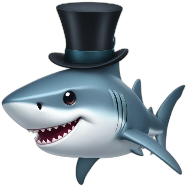 Shark with a top hat emoji