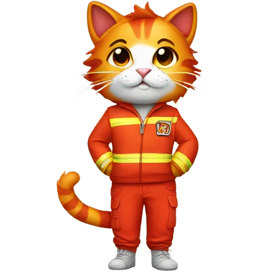 Fire cat wearing pants emoji