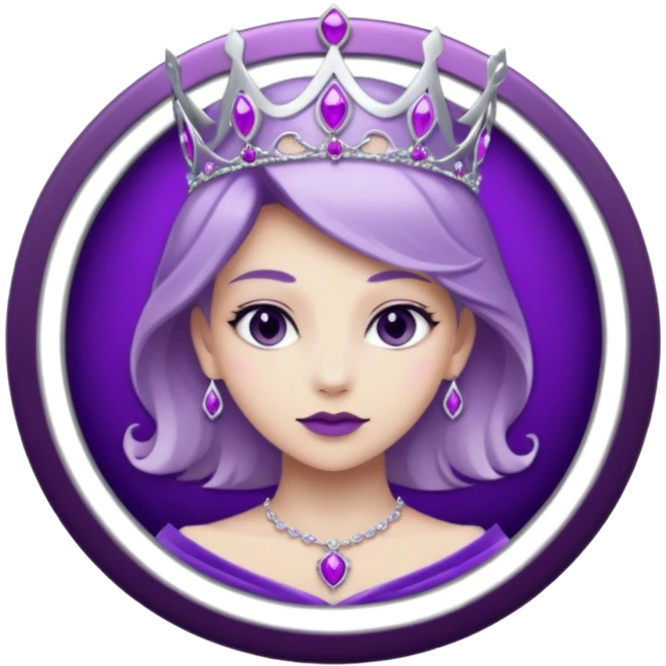 Purple shadow rose silver circle plaque with silver tiara emoji
