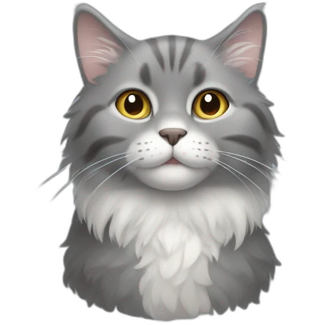 fluffy gray cat with a white spot on his chest emoji