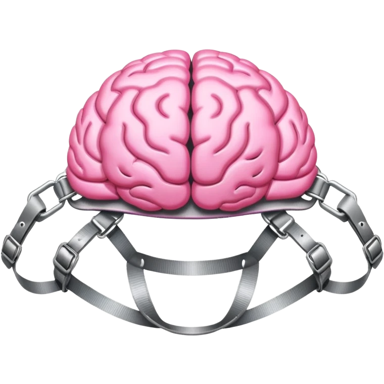Pink brain on a harness  emoji