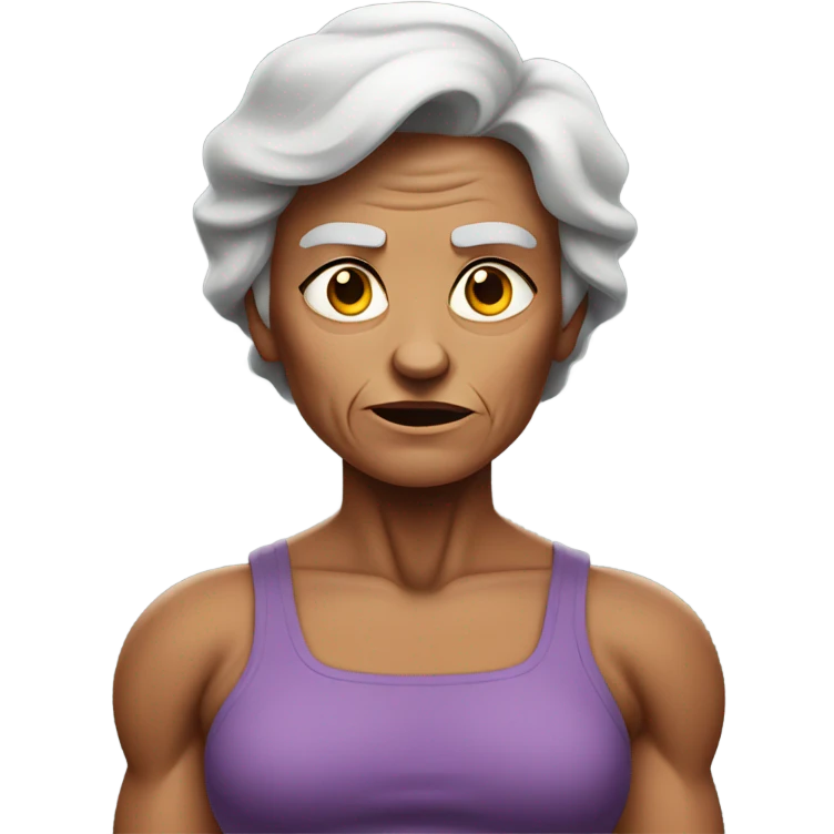muscular grandma unhappy  emoji