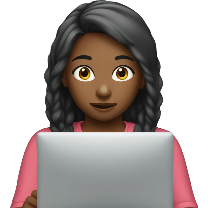 Girls playing with computer emoji