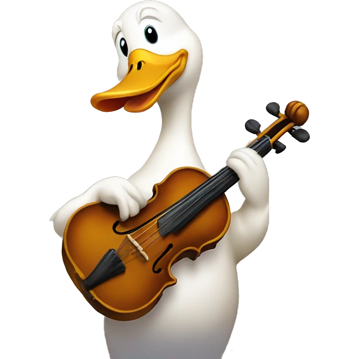 Duck playing a fiddle emoji
