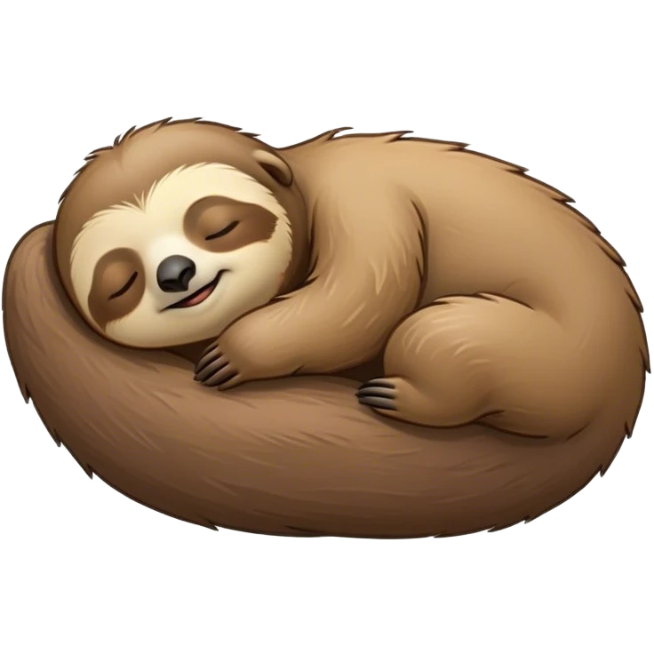 Meme-Worthy cute Sleeping Sloth Portrait Emoji, Head resting peacefully with a contented smile, showcasing a luxuriously soft, fuzzy form and eyes gently closed in serene slumber, Simplified yet comically adorable features, highly detailed, glowing with a soft, drowsy glow, high shine, relaxed and utterly lovable, stylized with an air of playful laziness, bright and heartwarming, soft glowing outline, capturing the essence of a sleeping sloth that feels destined to become the next viral icon of adorable rest! emoji
