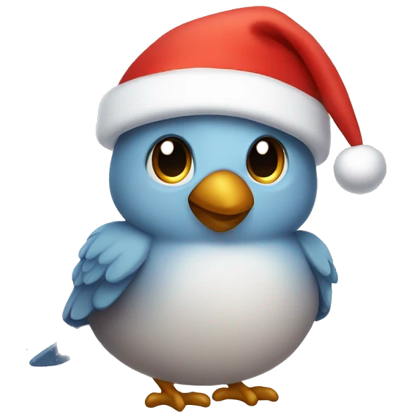cute little bird wearing Santa hat emoji