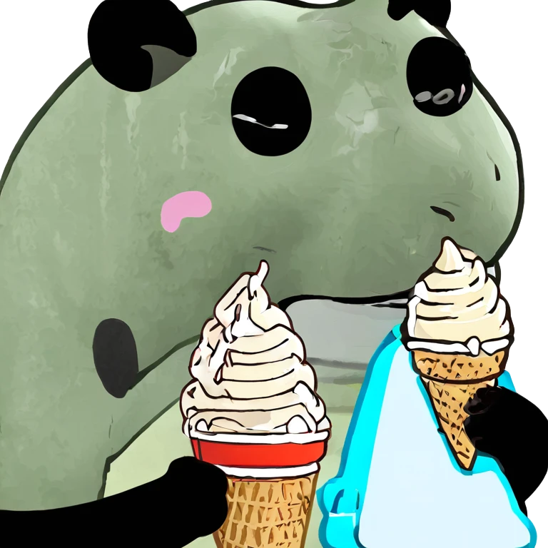 Panda eating ice cream emoji