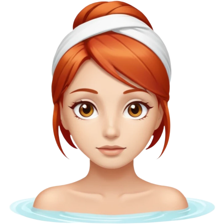 Red-hair-girl brown-eyes spa skincare emoji