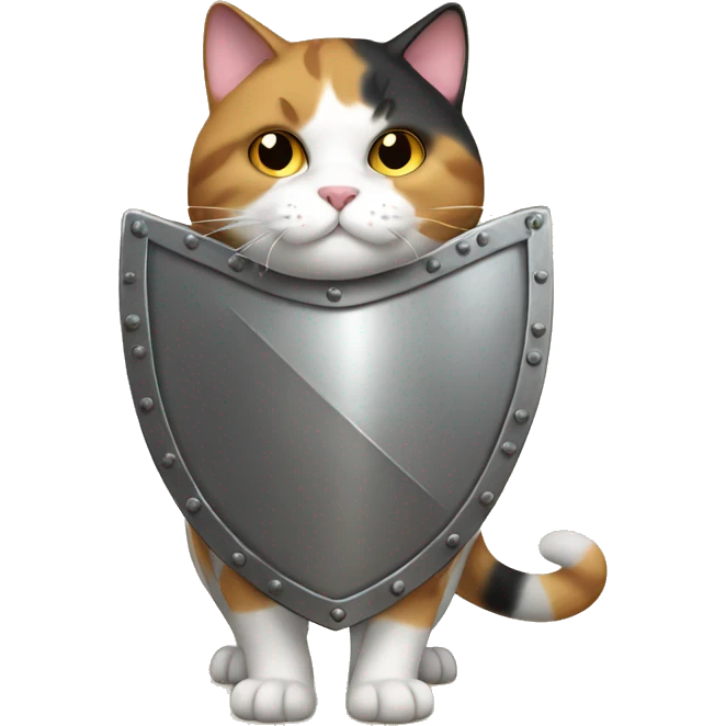 Fat calico cat with a shield  emoji