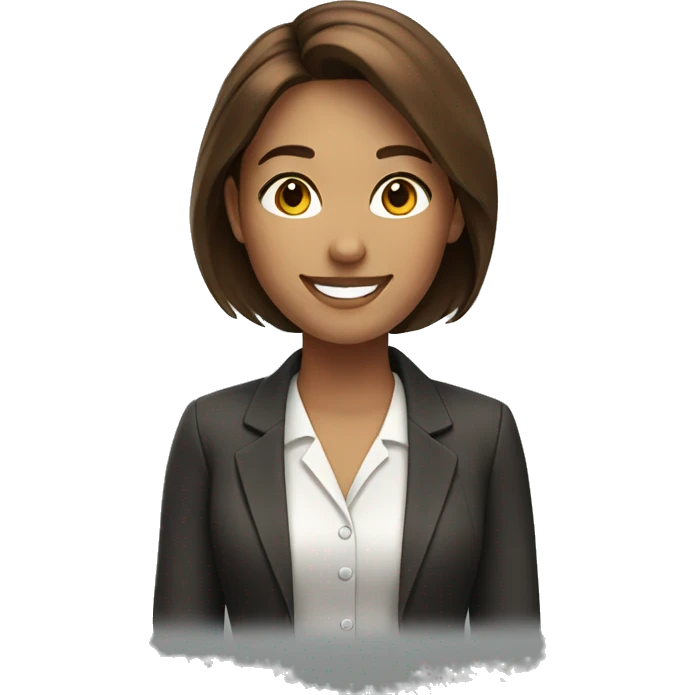 smiling business girl with brown hair emoji