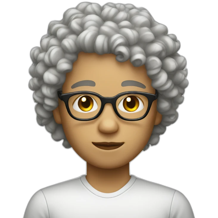 Curly hair white body with glasses emoji
