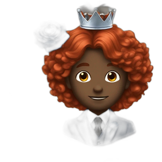 red hair black prince holding a blue rose wearing blue suit and silver crown emoji