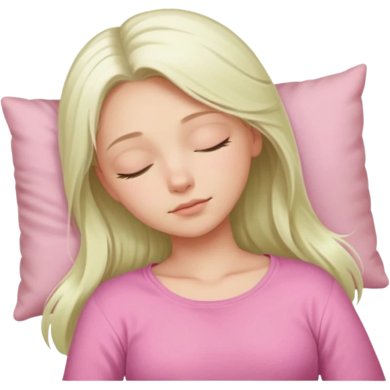 Long platinum blonde hair girl with green eyes in  pink top sleeping  emoji