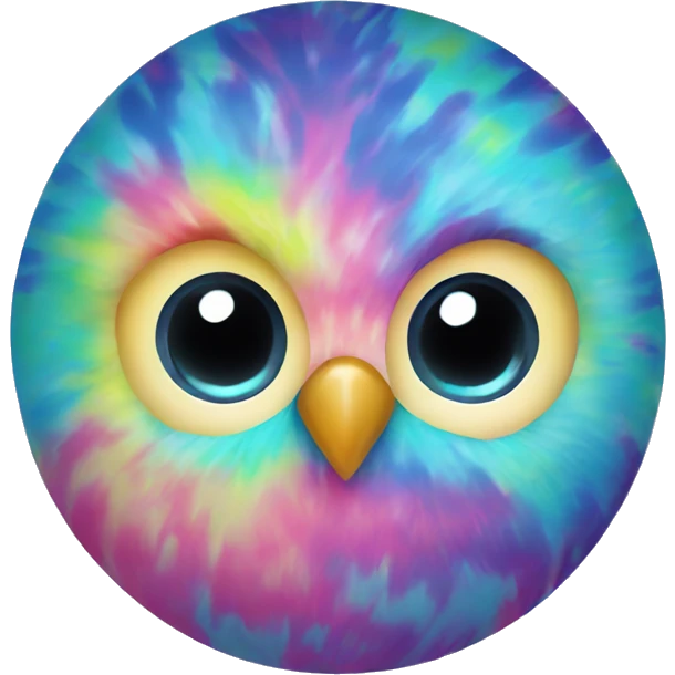 Kawaii colorful baby owl in a tie dye globe emoji