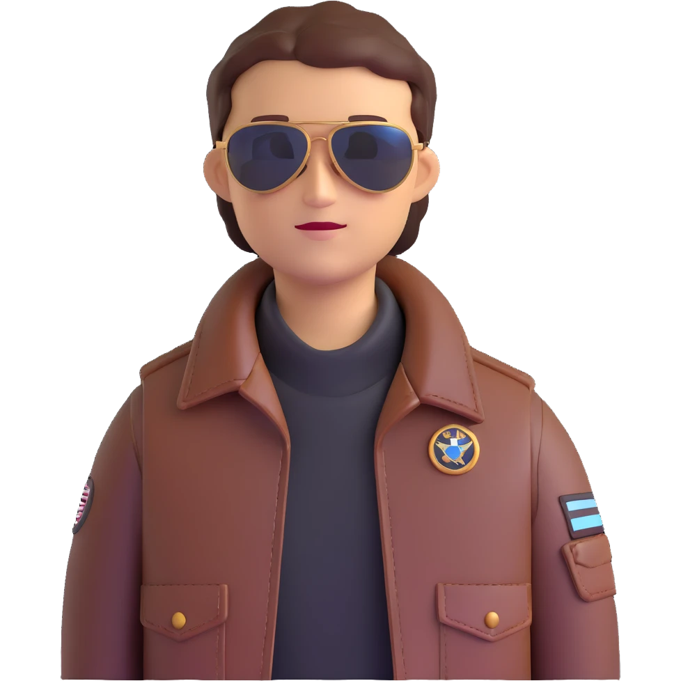 pilot, aviator sunglasses, brown leather jacket emoji