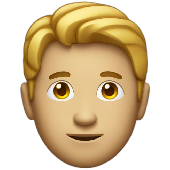 man with a face shaped like a discovery coin emoji