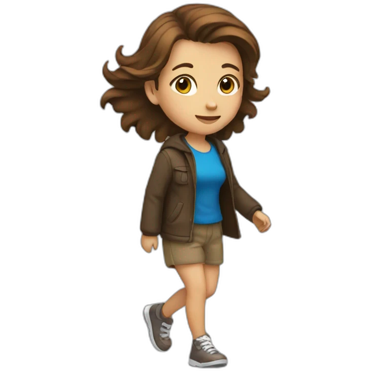 Brown haired girl walking emoji