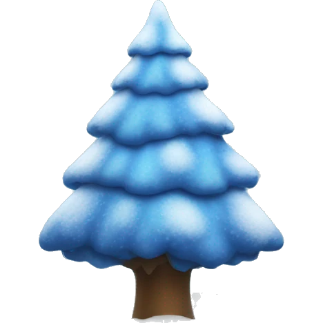 Blue Christmas tree covered in snow emoji